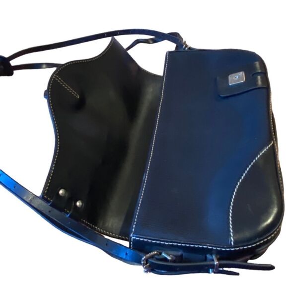 Vintage Fendi Black Leather And Canvas Baguette Shoulder Handbag Purse NWOT - Picture 4 of 15